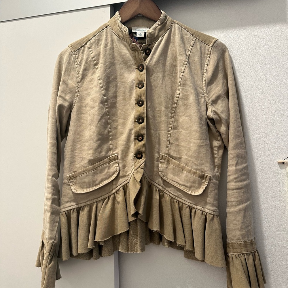 Sundance Beige Ruffled Blazer